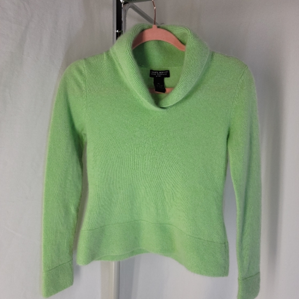 Daniel Bishop 100% Cashmere Sweater, women's petite small, lime/spring green